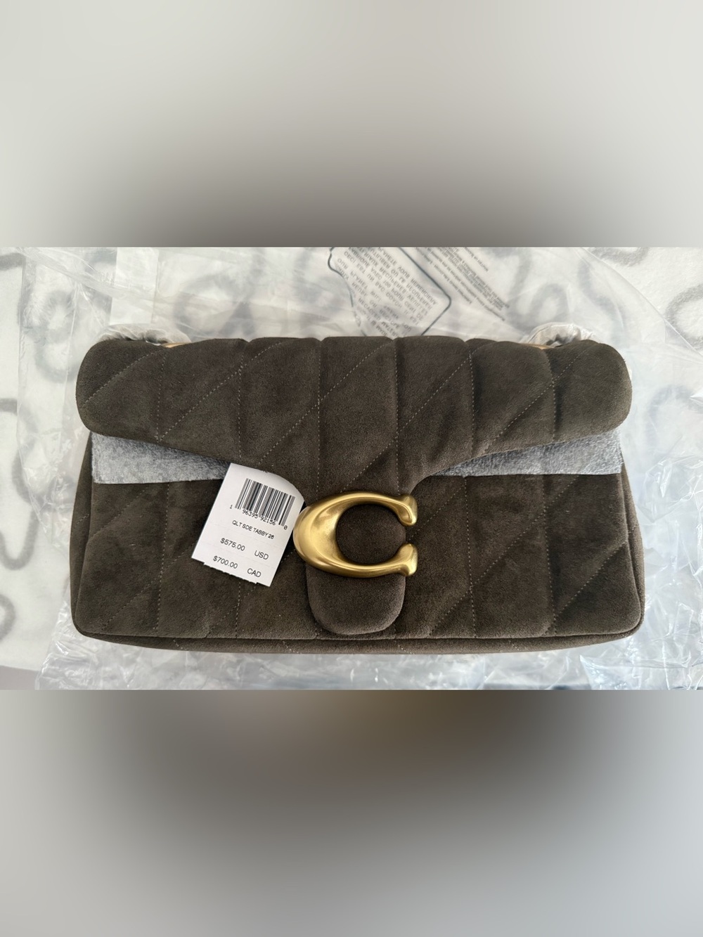 Tabby Shoulder Bag 26 with Quilting - Brass/Olive